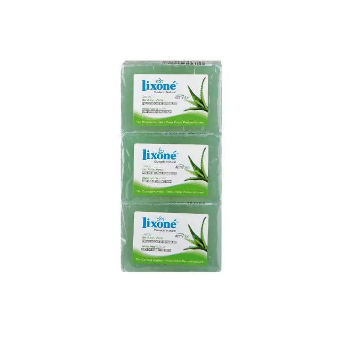 Lixoné Aloe Vera Soap for dry or sensitive skin by Jag Couture London New York, 3x125g bars with soothing aloe vera.