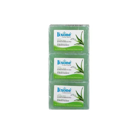 Lixoné Aloe Vera Soap for dry or sensitive skin by Jag Couture London New York, 3x125g bars with soothing aloe vera.