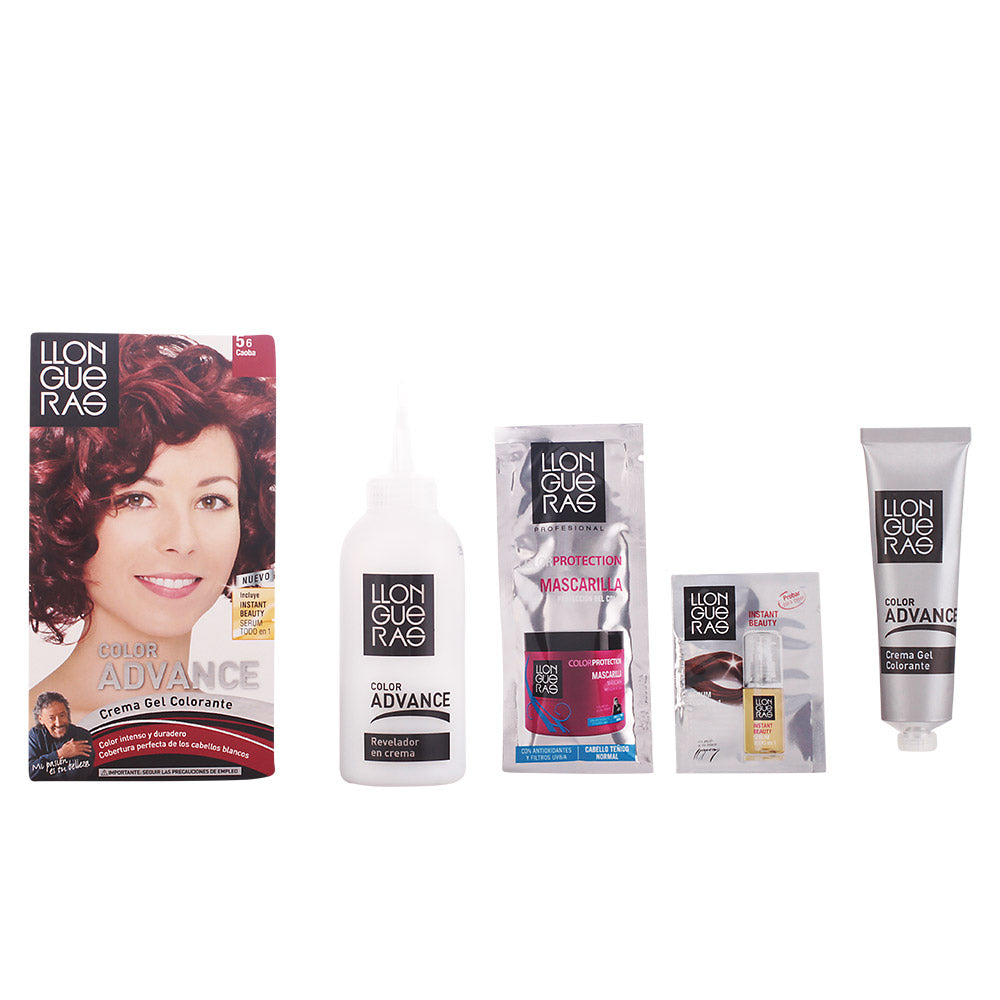 Jag Couture London Dark Red hair color from Llongueras Color Advance, showing vibrant, rich red shade in a professional hair dye product image.