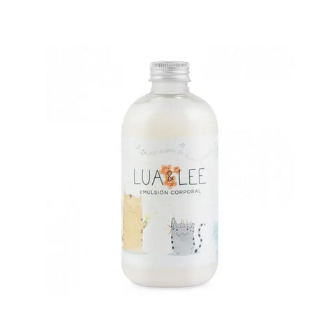 Lua & Lee body milk 250ml bottle from Jag Couture London New York, showing the sleek, minimalist packaging.
