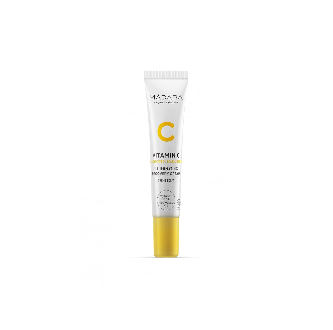 Mádara Vitamin C C Illuminating Recovery 15ml serum bottle, showcasing brightening skincare product with orange accents