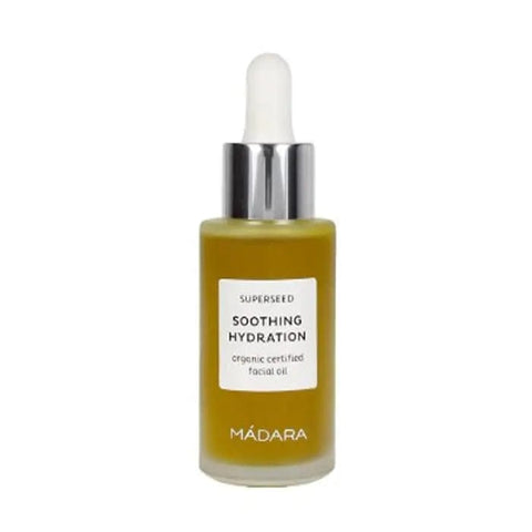 Mádara Superseed Soothing Hydration Face Oil in 30ml bottle, natural skincare product for nourishing and calming skin.