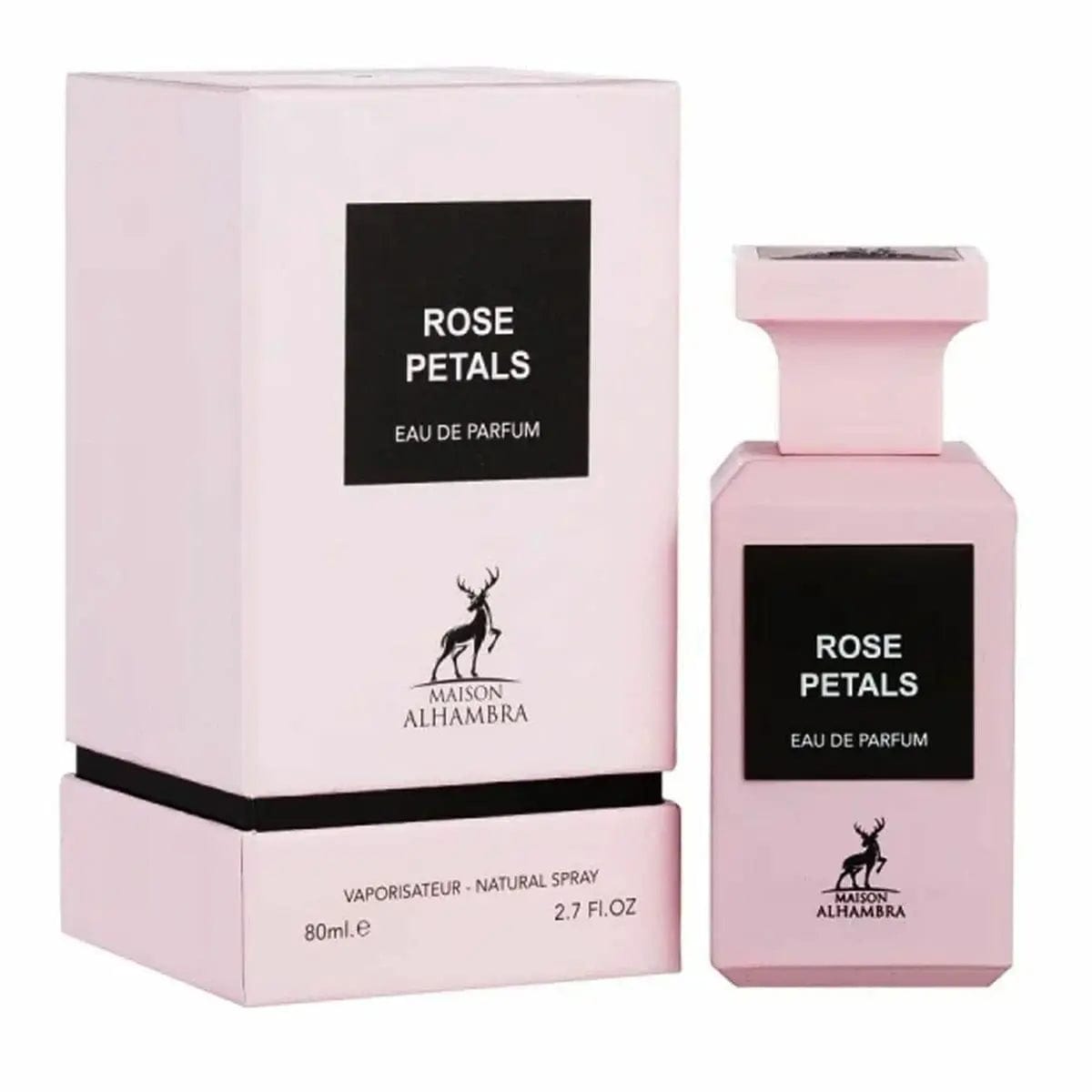 Maison Alhambra Rose Petals Eau De Parfum spray by Jag Couture London featuring a floral fragrance in an 80ml bottle.