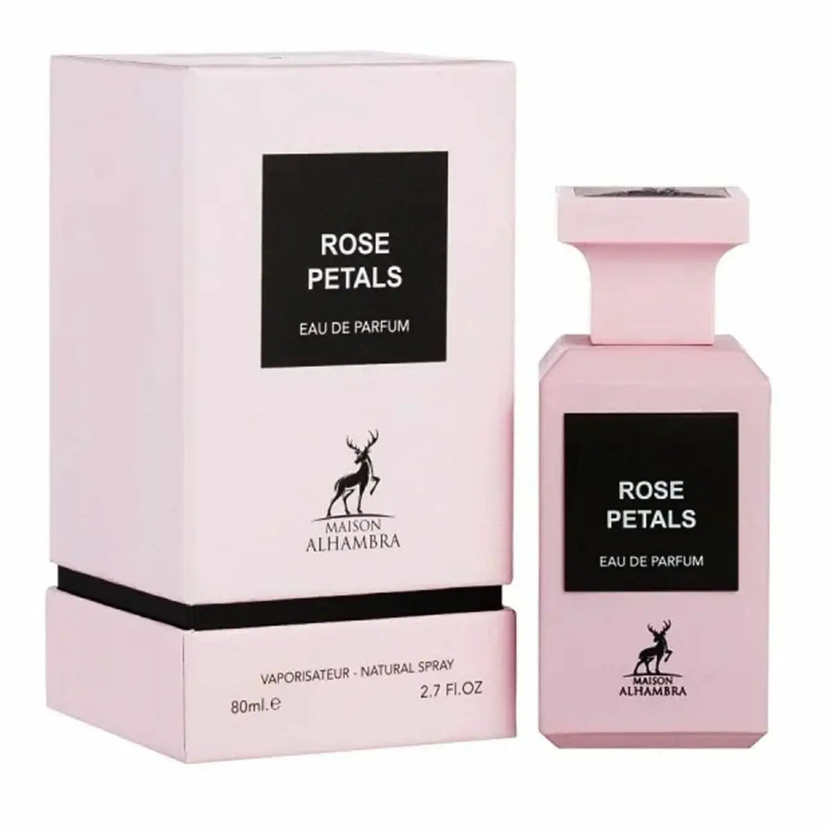 Maison Alhambra Rose Petals Eau De Parfum spray by Jag Couture London features a floral fragrance in an 80ml bottle.