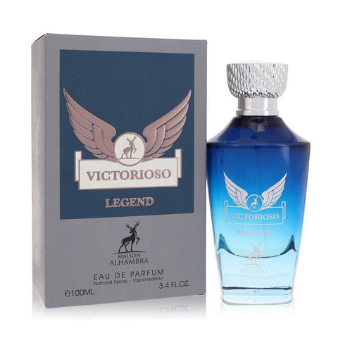 Maison Alhambra Victorioso Legend Eau De Parfum 100ml spray by Jag Couture London-New York, showcasing the elegant perfume bottle.