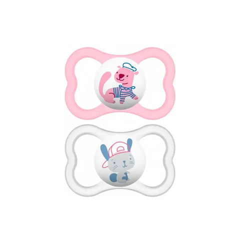 Mam Air silicone pacifier Duplo for babies 6 months and older, with ergonomic design and soft silicone nipple.