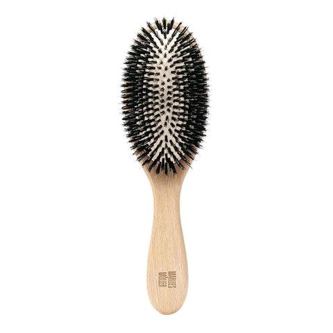 Marlies Moller Allround Hair Travel Brush by Jag Couture London-New York, compact brush with natural bristles and ergonomic handle.