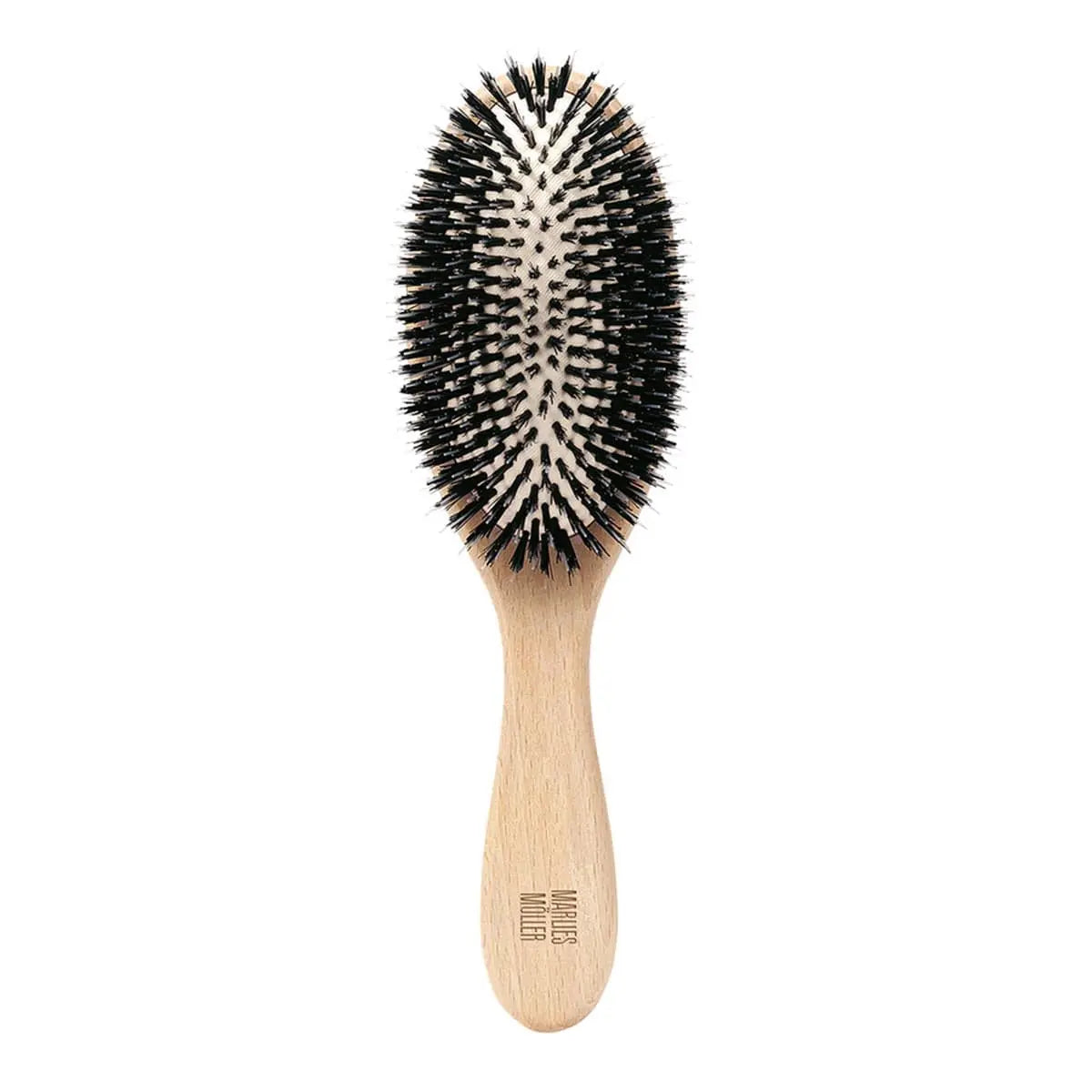 Marlies Moller Allround Hair Travel Brush by Jag Couture London New York, compact hairbrush with natural bristles for easy styling on the go.