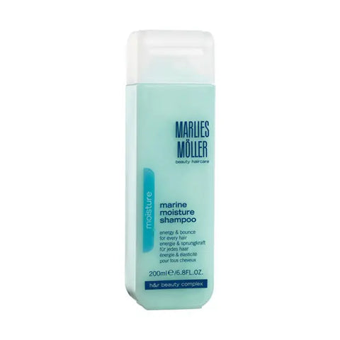 Marlies Moller Moisture Marine Shampoo by Jag Couture London - New York, 200ml bottle with blue and white packaging.