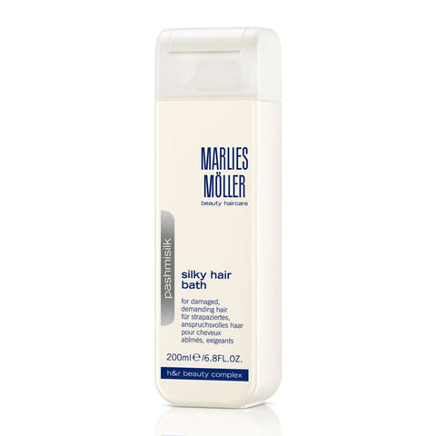 Marlies Moller Pashmisilk Silky Hair Bath Shampoo 200ml by Jag Couture London New York, with sleek bottle and elegant label.
