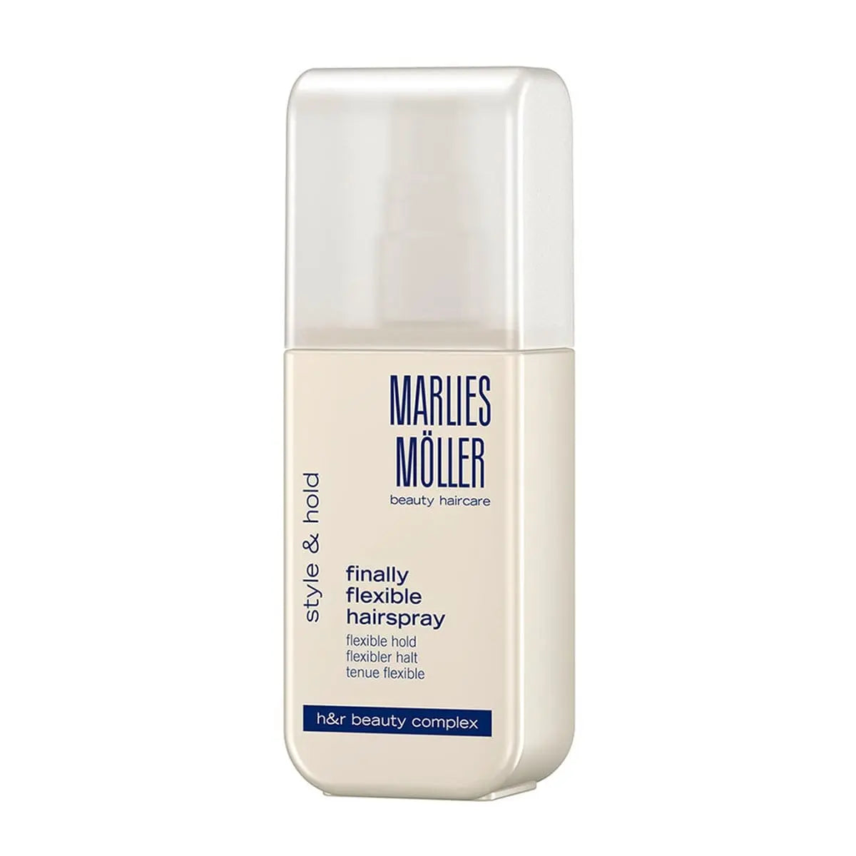 Marlies Moller Style And Hold Flexible Hairspray 125ml by Jag Couture London New York, showing the spray bottle with product label
