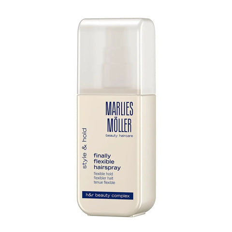 Marlies Moller Style And Hold Flexible Hairspray 125ml by Jag Couture London New York, showcasing the aerosol spray can with product label.