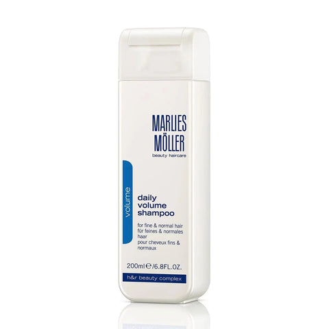 Marlies Moller Daily Volume Shampoo by Jag Couture London New York, 200ml bottle with clear product label and pump dispenser.