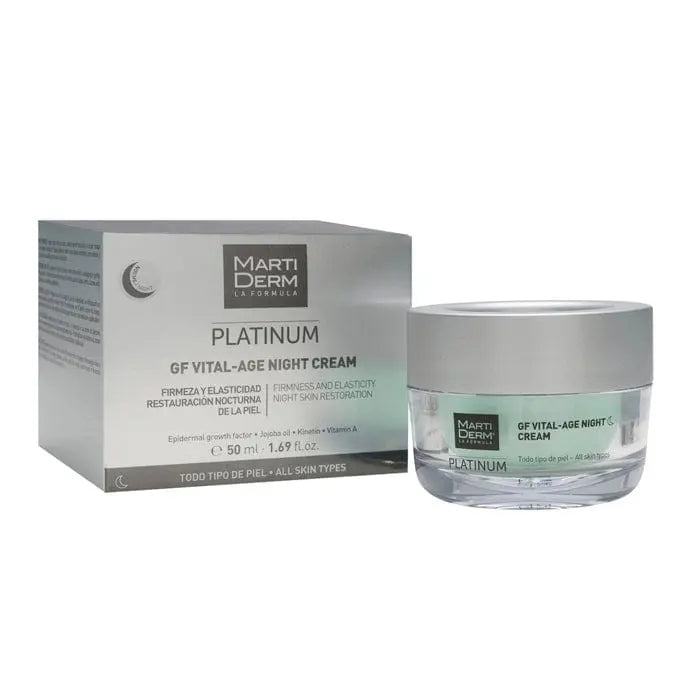 Martiderm GF Vital Age Night Cream 50ml jar, rich skincare product from Jag Couture London - New York, with a sleek design and label.