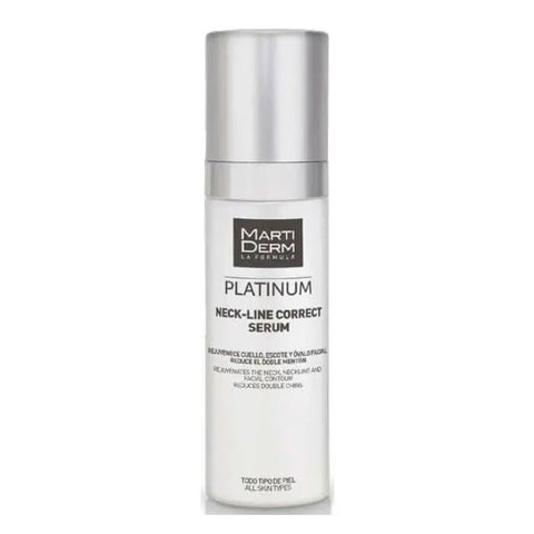 Martiderm Platinum Neck-Line Serum corrector bottle showing sleek 50ml packaging for neck and neckline skincare.