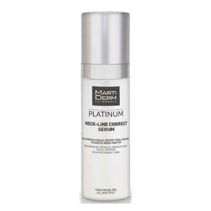 Martiderm Platinum Neck-Line Serum container for neck and neckline, 50ml, displayed on a clean background.