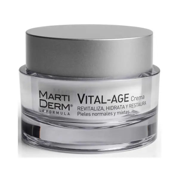 Martiderm Vital-Age Cream for normal and combination skin, 50ml jar, with smooth, creamy texture and elegant packaging.