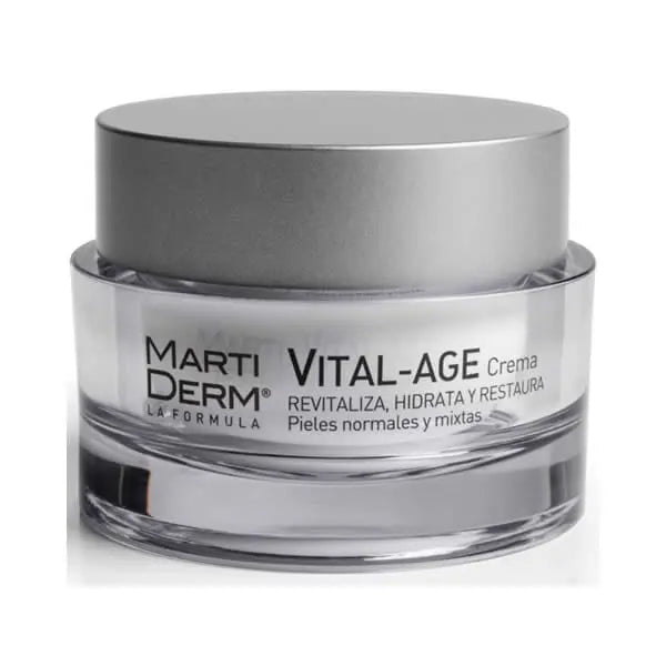 Martiderm Vital-Age Cream for normal and combination skin, 50ml jar with smooth cream texture, by Jag Couture London New York.