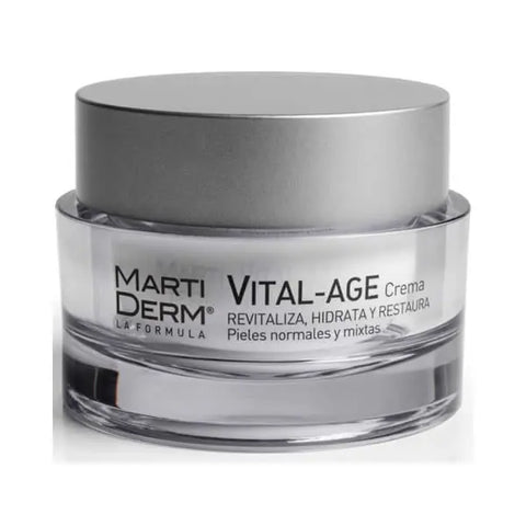 Martiderm Vital-Age Cream for normal and combination skin in a 50ml jar, designed to hydrate and rejuvenate skin.