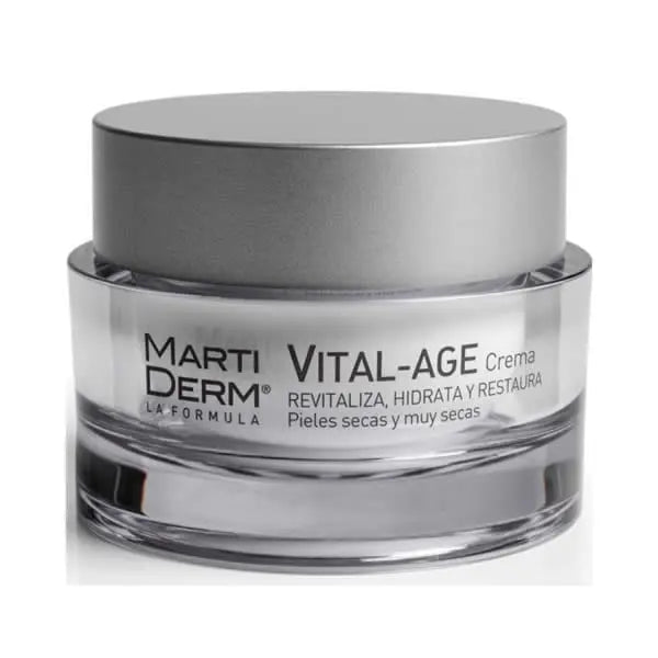 Martiderm Vital-Age Cream SPF15 for very dry to dry skin in a 50ml jar, featuring nourishing skincare by Jag Couture London New York.