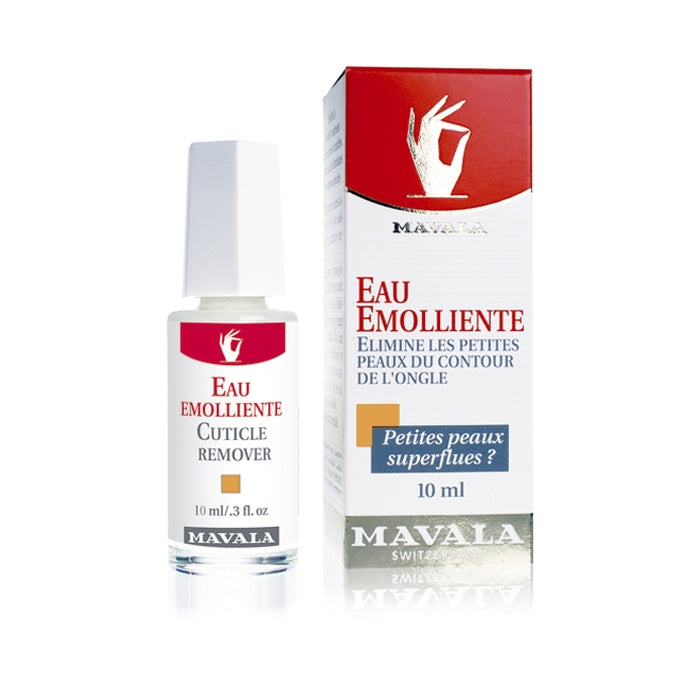 Mavala Cuticle Remover bottle with brush applicator, 10ml, by Jag Couture London - New York, showing the product and packaging.