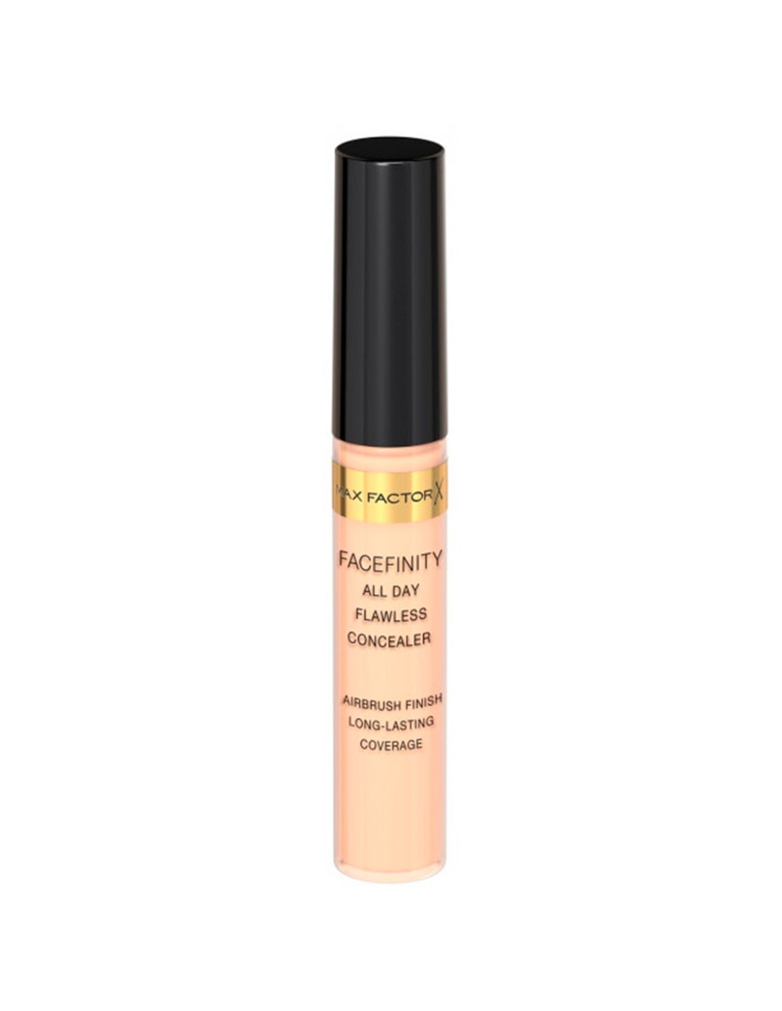 Max Factor Facefinity All Day Flawless foundation in 20 shade, 7.8ml bottle, displayed with sleek packaging and branding.