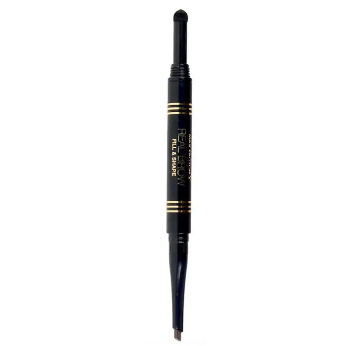 Max Factor Real Brow Fill & Shape in Deep Brown, a brow pencil with shaping and filling features, displayed on a neutral background.