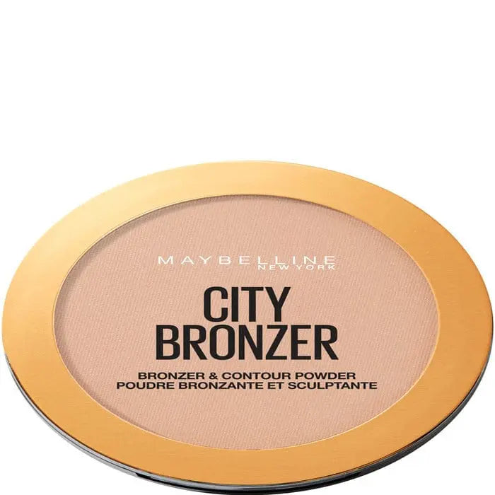 Maybelline City Bronzer & Contour Powder in 250 Warm Medium, 8g, with compact case and natural warm-toned powder for face contouring.