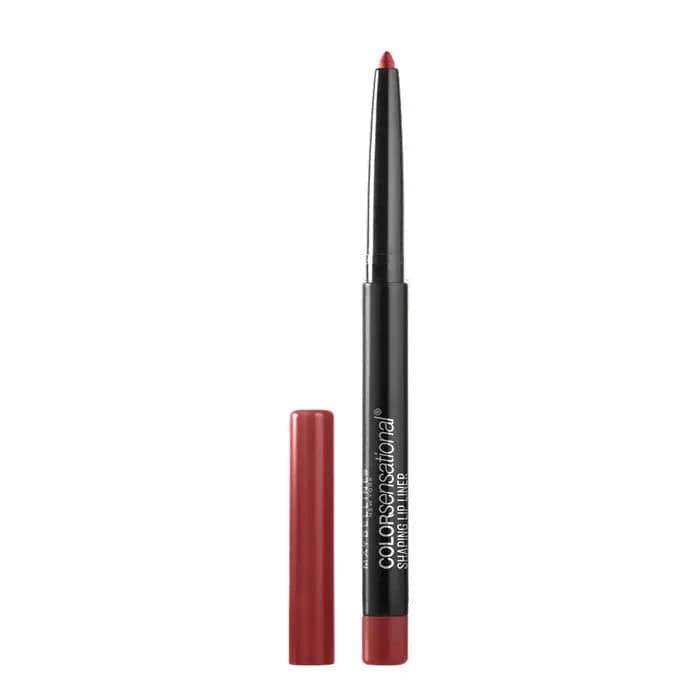 Maybelline Color Sensational Shaping Lip Liner in 90 Brick Red, a sleek brownish-red pencil for defining lips.