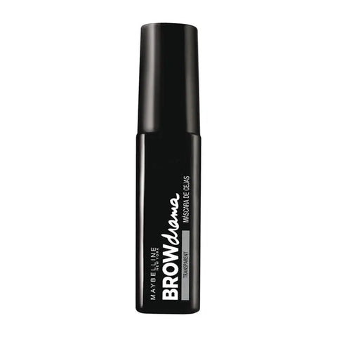 Maybelline Eye Studio Brow Drama Mascara in transparent for natural, defined brows, displayed with branding details.
