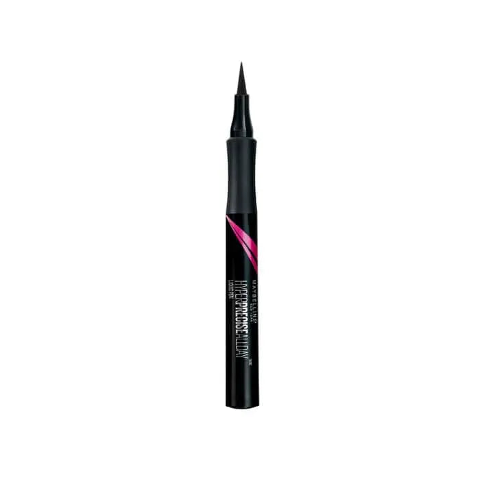 Maybelline Eye Studio Masterprecise liquid eye liner in black, with a sleek pen design, displayed on a plain background