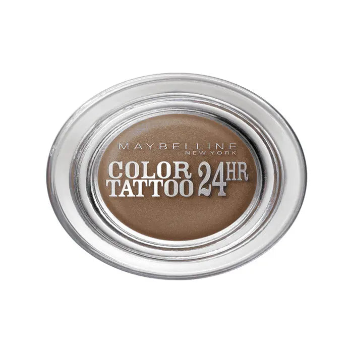Maybelline Eyestudio Color Tattoo Cream Gel Shadow in On and Bronze, showcasing the creamy, bronze-toned eye shadow.