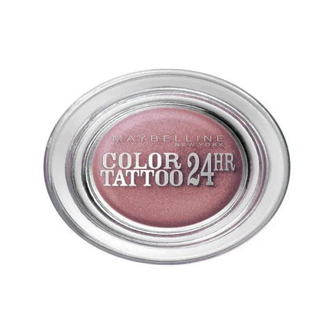 Maybelline Eyestudio Color Tattoo Cream Gel Shadow in Pink Gold, vibrant eye makeup with shimmering finish, displayed on a neutral background