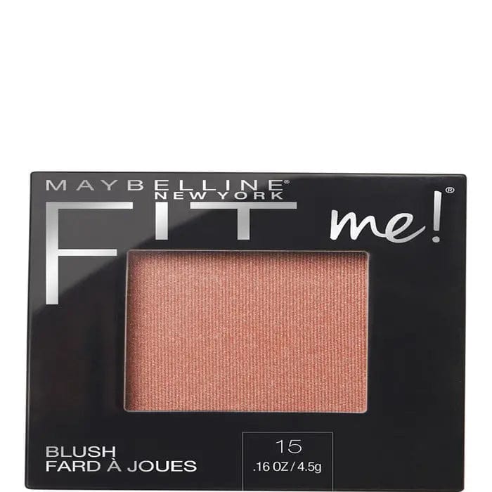 Maybelline Fit Me Blush in shade 15 Nude, 5g, with soft pink powder blush in a compact container.