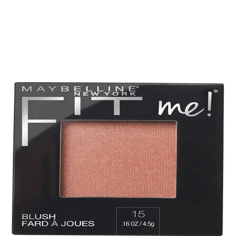 Maybelline Fit Me Blush in shade 15 Nude, a 5g compact with soft pink powder for natural cheek color.
