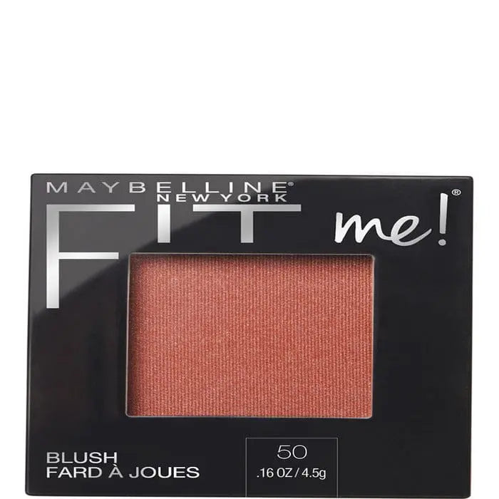 Maybelline Fit Me Blush in shade 50 Wine, 5g, with a soft pink and wine-toned compact, featuring the blush product from Jag Couture London.