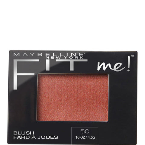 Maybelline Fit Me Blush in shade 50 Wine, 5g, featuring a deep red powder blush on a compact with brand label.