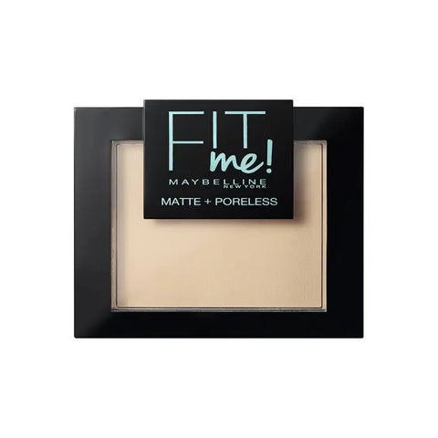 Maybelline Fit Me Matte & Poreless Powder in shade 105 Natural Ivory, shown in a compact with open lid and product inside.