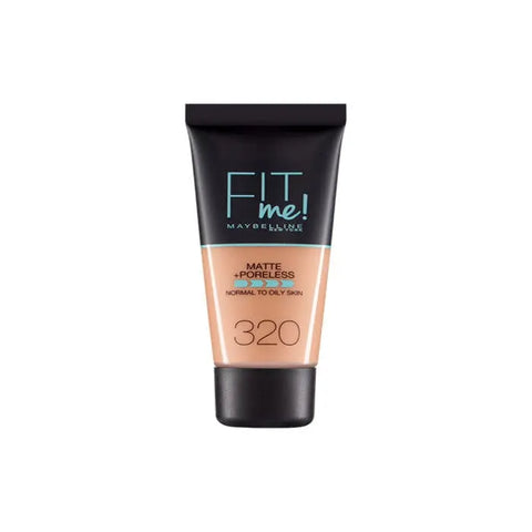 Maybelline Fit Me Matte Poreless Foundation in shade 320 Natural, showcasing the product bottle with a matte finish.