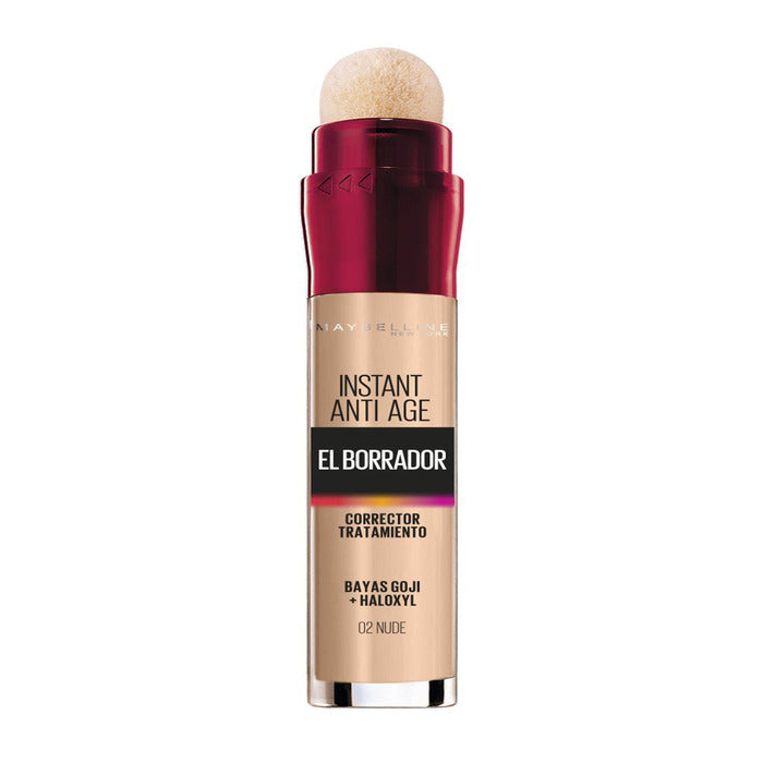 Maybelline Instant Age Rewind Concealer 02 Nude, 6ml, dark circle treatment, close-up of the concealer tube with applicator.