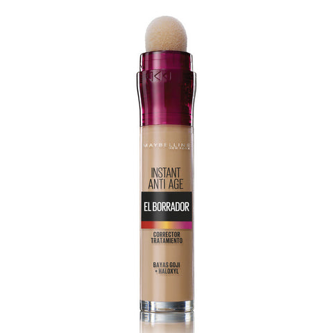 Maybelline Instant Age Rewind Eraser Concealer in 04 Honey, 6ml, showing applicator and product packaging.