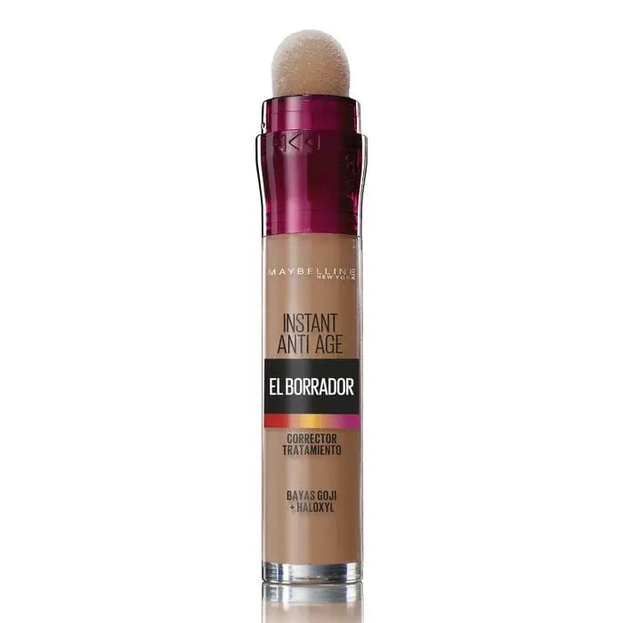 Maybelline Instant Age Rewind Eraser Concealer in 08 Buff, 6ml, showing the tube and applicator for dark circles treatment.
