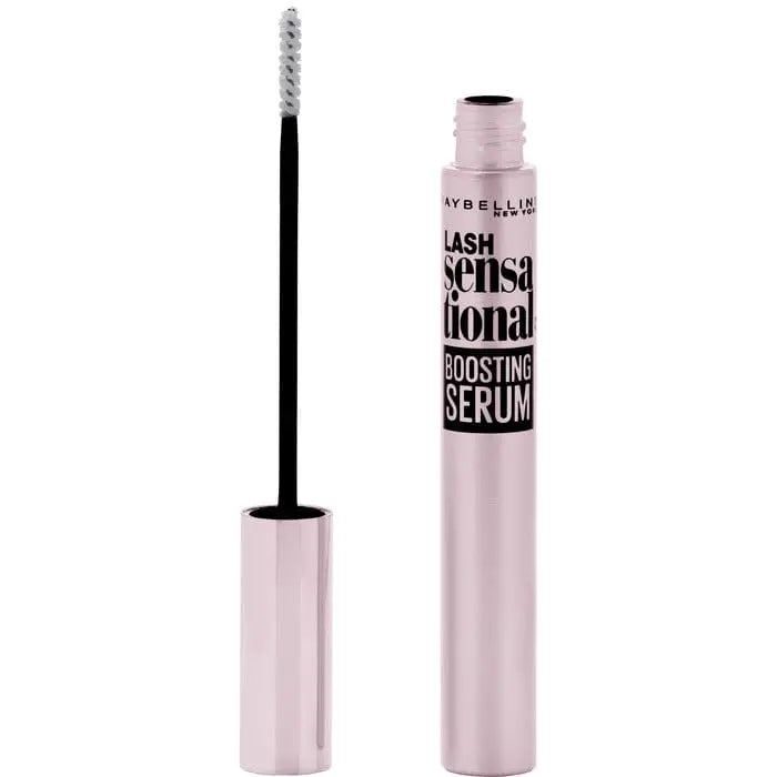 Maybelline Lash Sensational Boosting Eyelash Serum in 5.3ml tube, with a sleek black packaging.