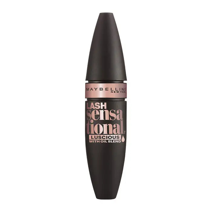 Maybelline Lash Sensational Luscious Mascara in black with a sleek tube, designed to enhance and volumize eyelashes.