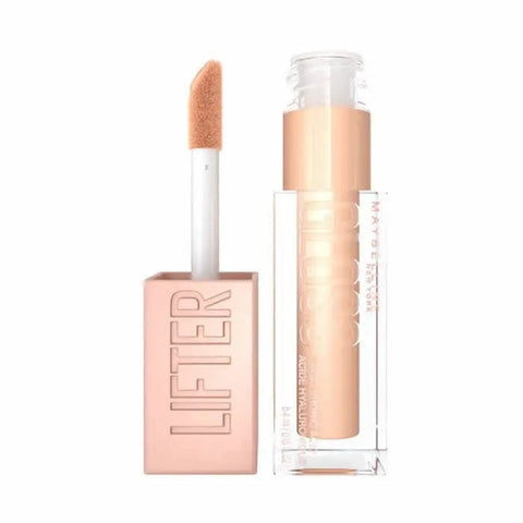 Maybelline Lifter Gloss 20 Sun in clear tube with shiny, glossy finish, showcasing the lip gloss product by Jag Couture London - New York.