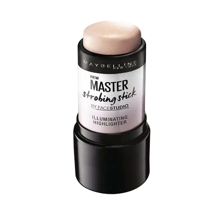 Maybelline Master Strobing Stick illuminating highlighter in medium shade, featuring a sleek stick design for highlighting and glow.