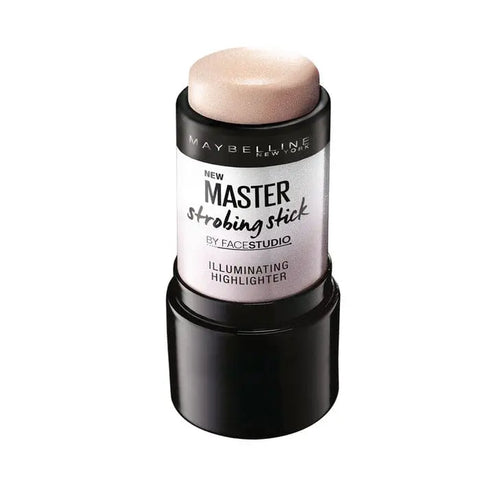 Maybelline Master Strobing Stick illuminating highlighter in medium shade, featuring a sleek stick design for highlighting and glow.