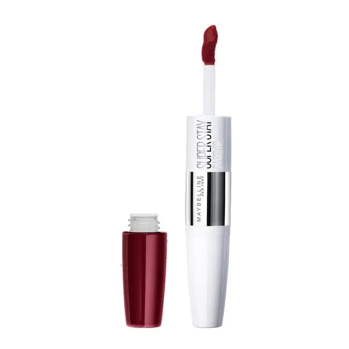 Maybelline Superstar 24 2-Step Liquid Lipstick in shade 510 Red Passion, featuring red lipstick tube with applicator brush.