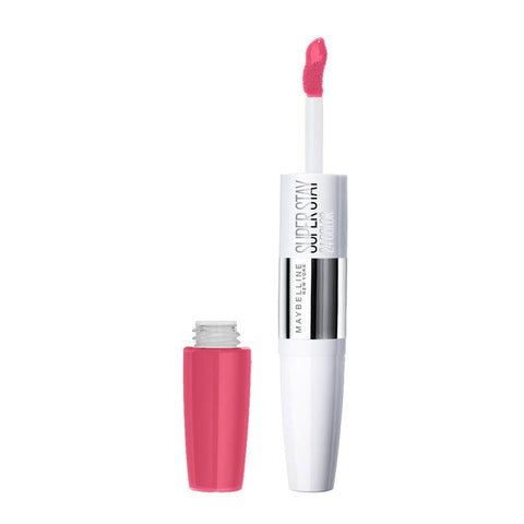 Maybelline Superstay 24 2-Step Liquid Lipstick in Perpetual Rose, a long-lasting pink lipstick with matching lip gloss.