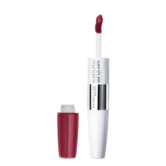 Maybelline Superstay 24 2-Step Liquid Lipstick in shade 195 Raspberry, a vibrant lip makeup product by Jag Couture London New York.